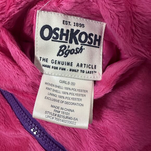 OshKosh B'gosh Girls Jacket Reversible Windbreaker Fuzzy Pink Purple Cute 5 - Picture 3 of 8